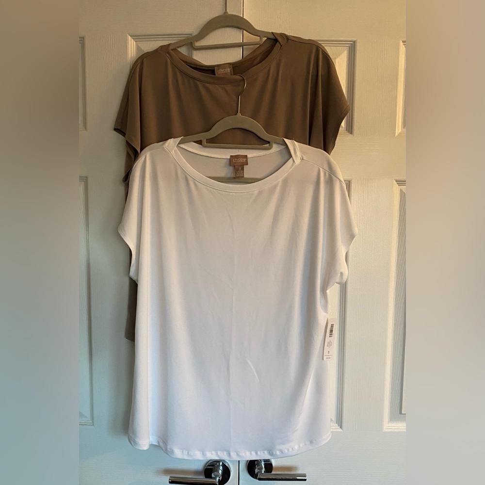 Set of two Chico’s apparel Stella Boat Tops SS Basic knit